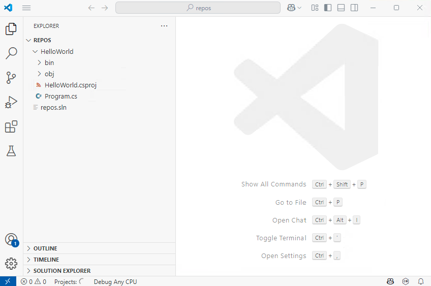 A screenshot of Visual Studio Code screen