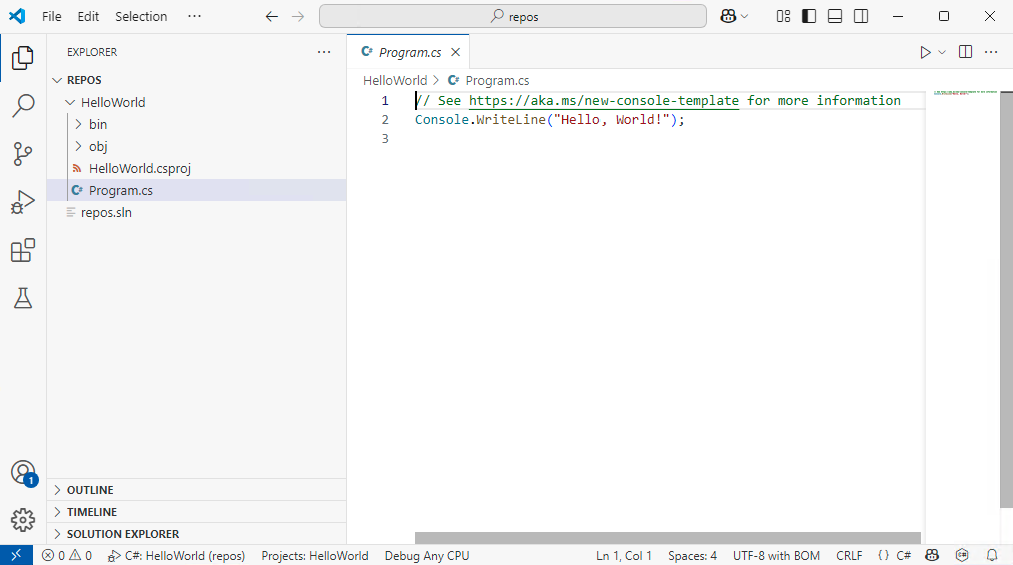 A screenshot of Visual Studio Code screen