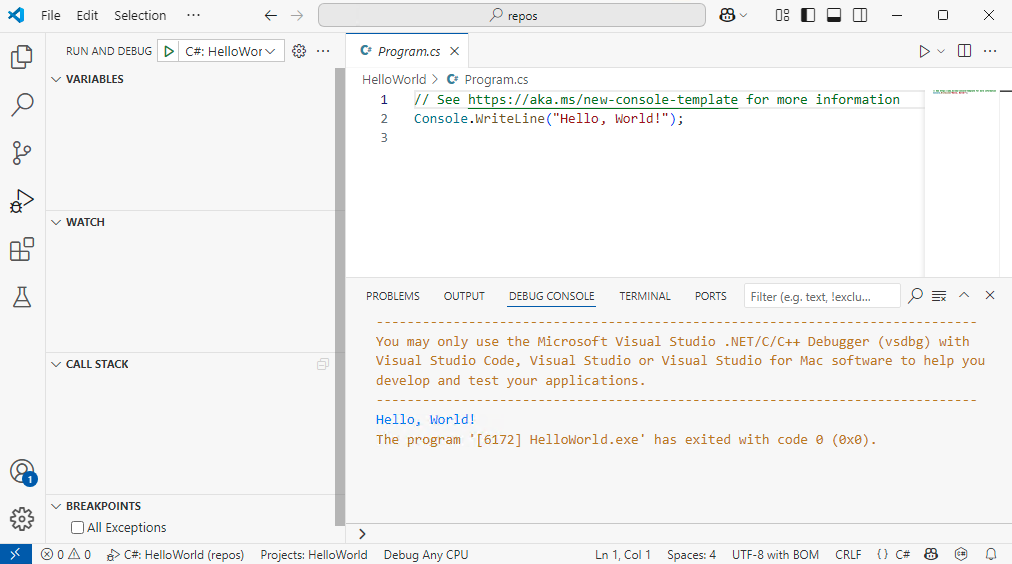 A screenshot of Visual Studio Code screen
